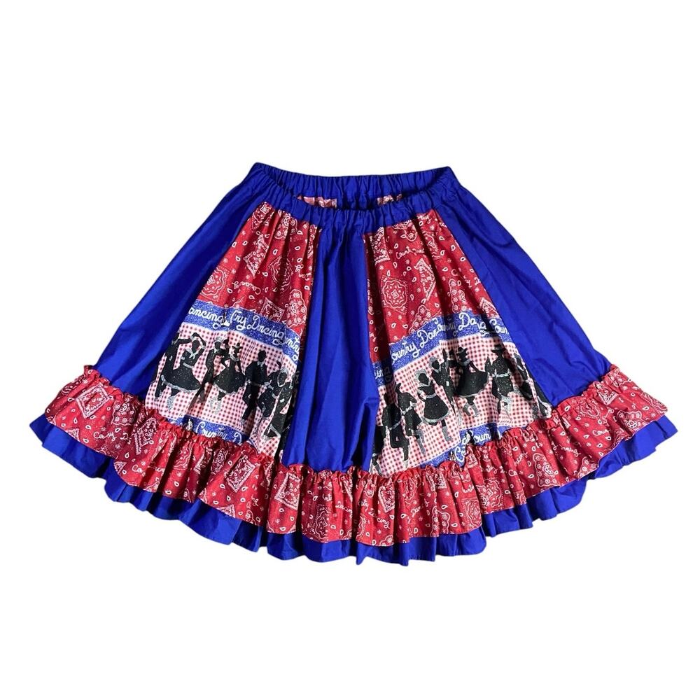 Vintage 70s Western Paisley Square Dance Mini Skirt - OS